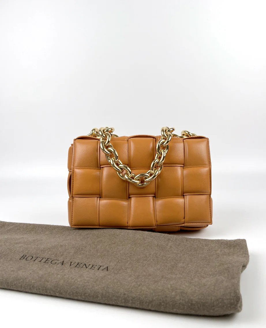 Bottega Veneta Chain Cassette Padded Intreccio Caramel - Image 4