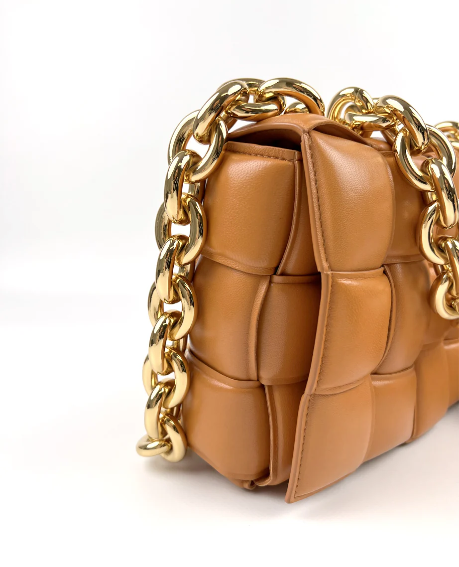 Bottega Veneta Chain Cassette Padded Intreccio Caramel - Image 6