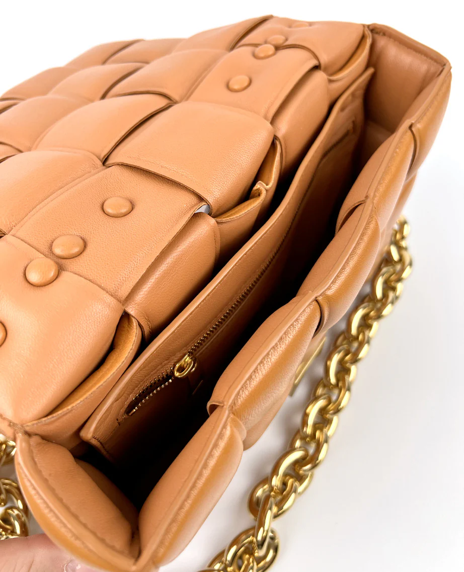 Bottega Veneta Chain Cassette Padded Intreccio Caramel - Image 8