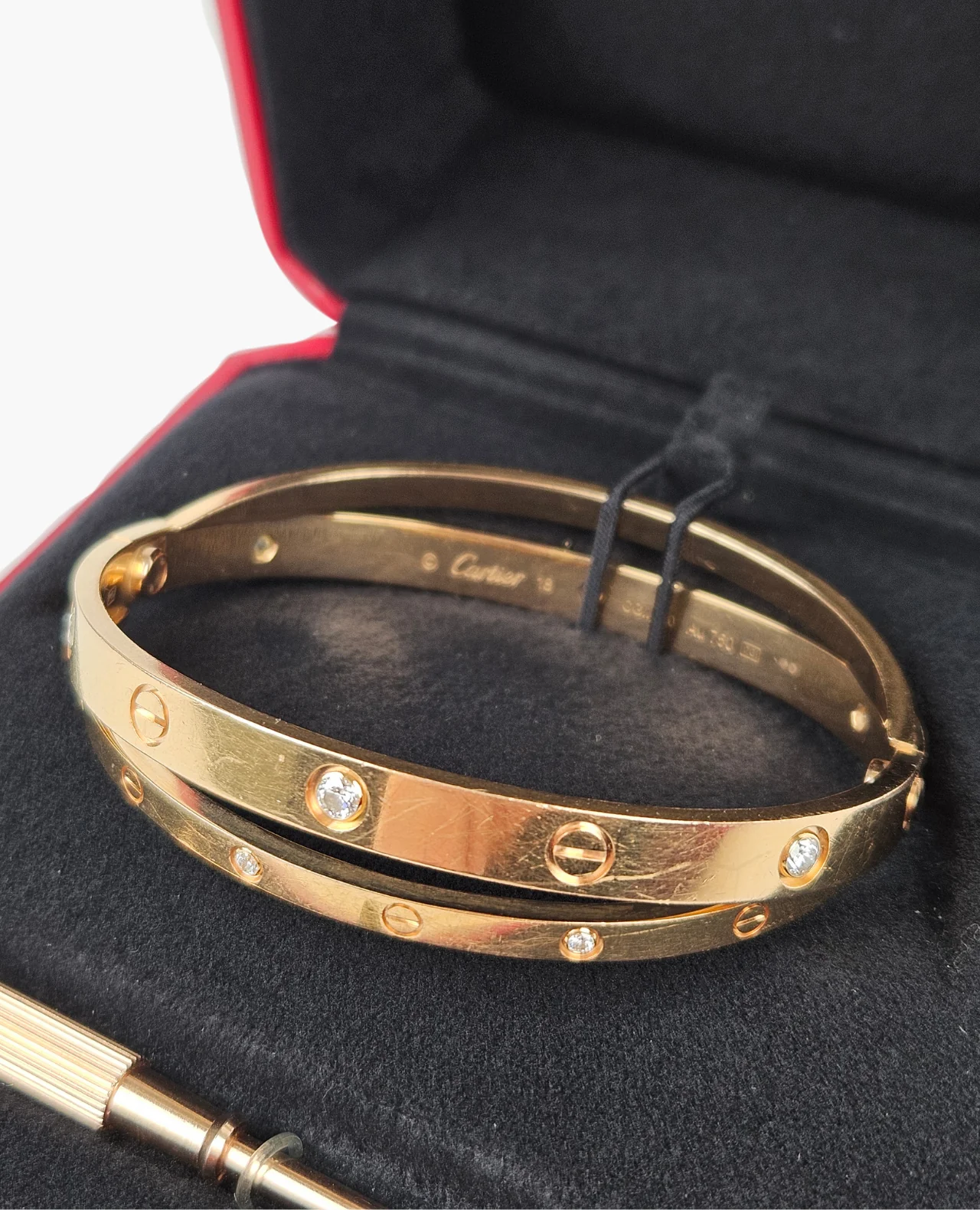 Cartier Love Bracelet Double Band Bangle Rose Gold 18 - Image 5