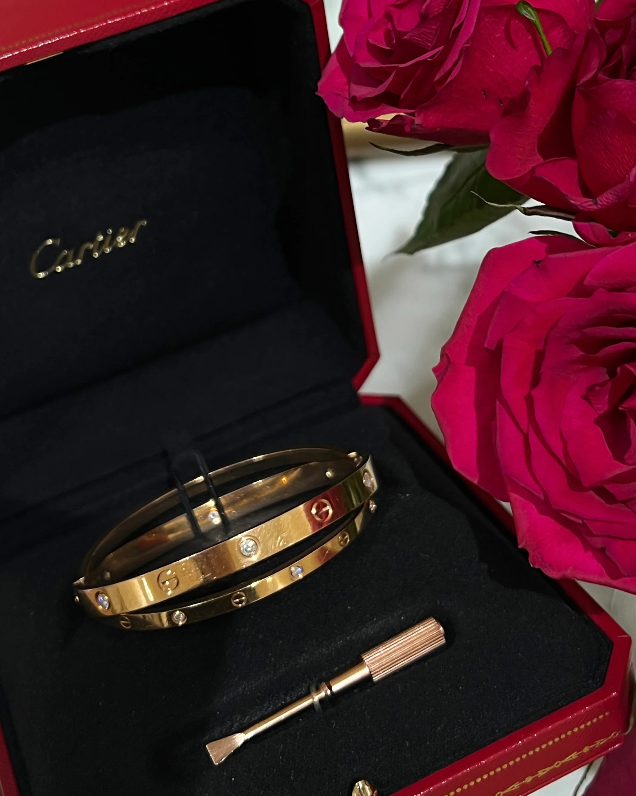 Cartier Love Bracelet Double Band Bangle Rose Gold 18 - Image 8