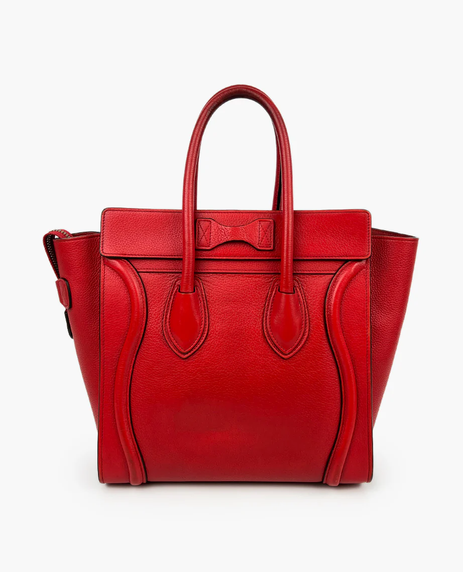 Celine Micro Luggage Grained Calfskin Red - Image 3