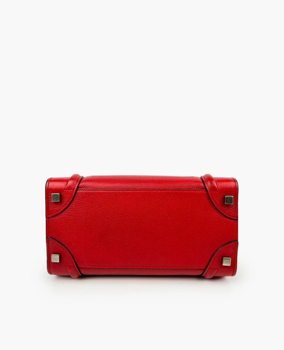 Celine Micro Luggage Grained Calfskin Red - Image 4