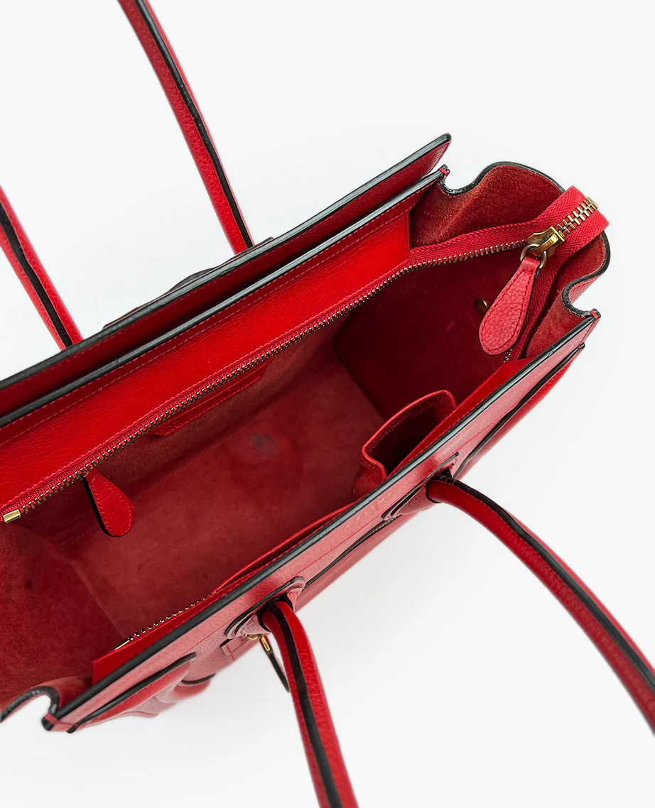 Celine Micro Luggage Grained Calfskin Red - Image 5