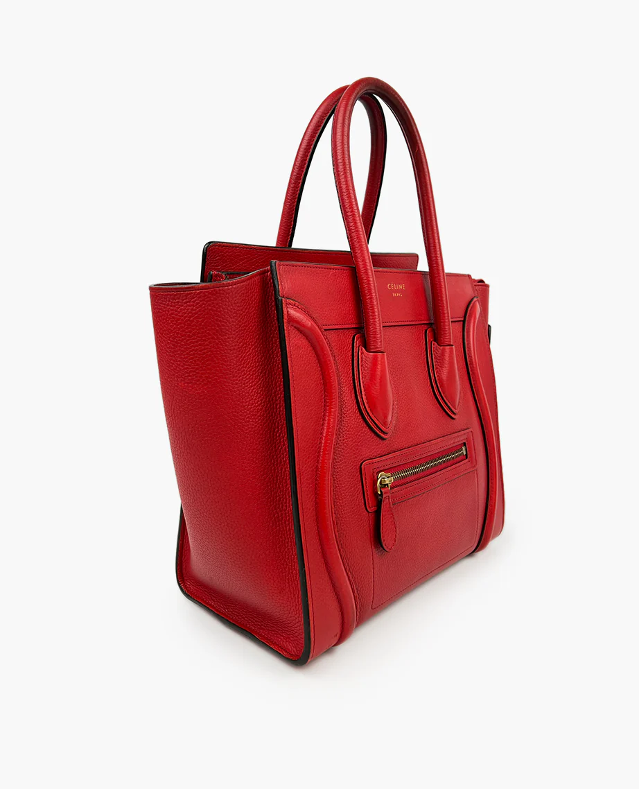 Celine Micro Luggage Grained Calfskin Red - Image 6
