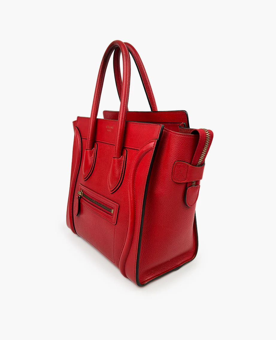 Celine Micro Luggage Grained Calfskin Red - Image 7
