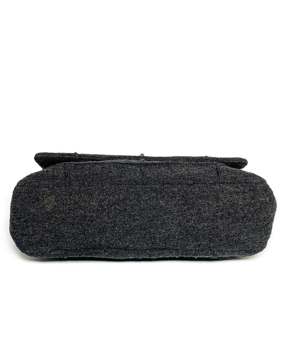 Chanel 2.55 Charcoal Grey Wool Jumbo Flap Bag - Image 6