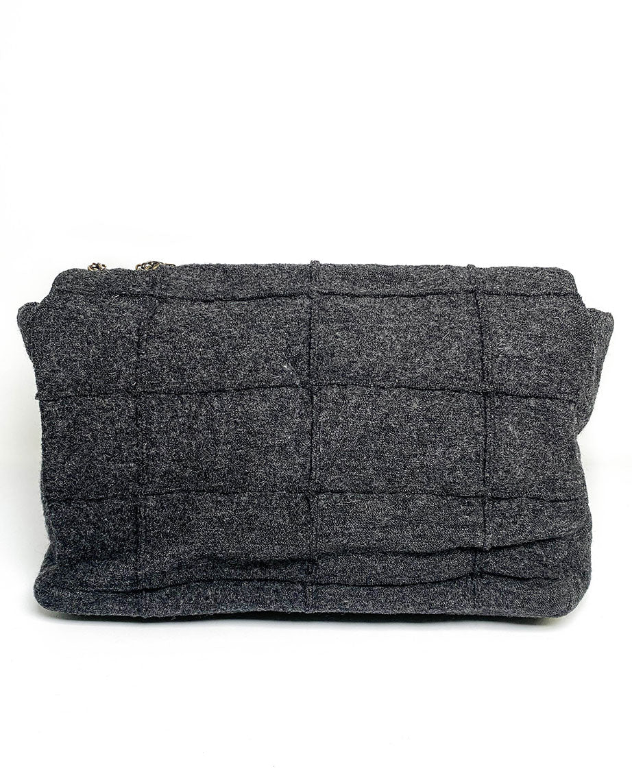 Chanel 2.55 Charcoal Grey Wool Jumbo Flap Bag - Image 7