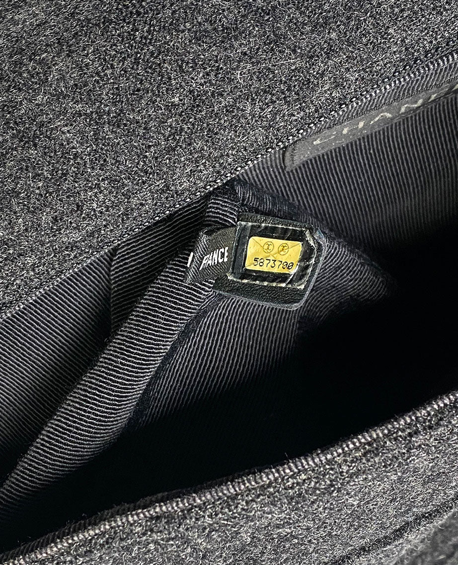 Chanel 2.55 Charcoal Grey Wool Jumbo Flap Bag - Image 8