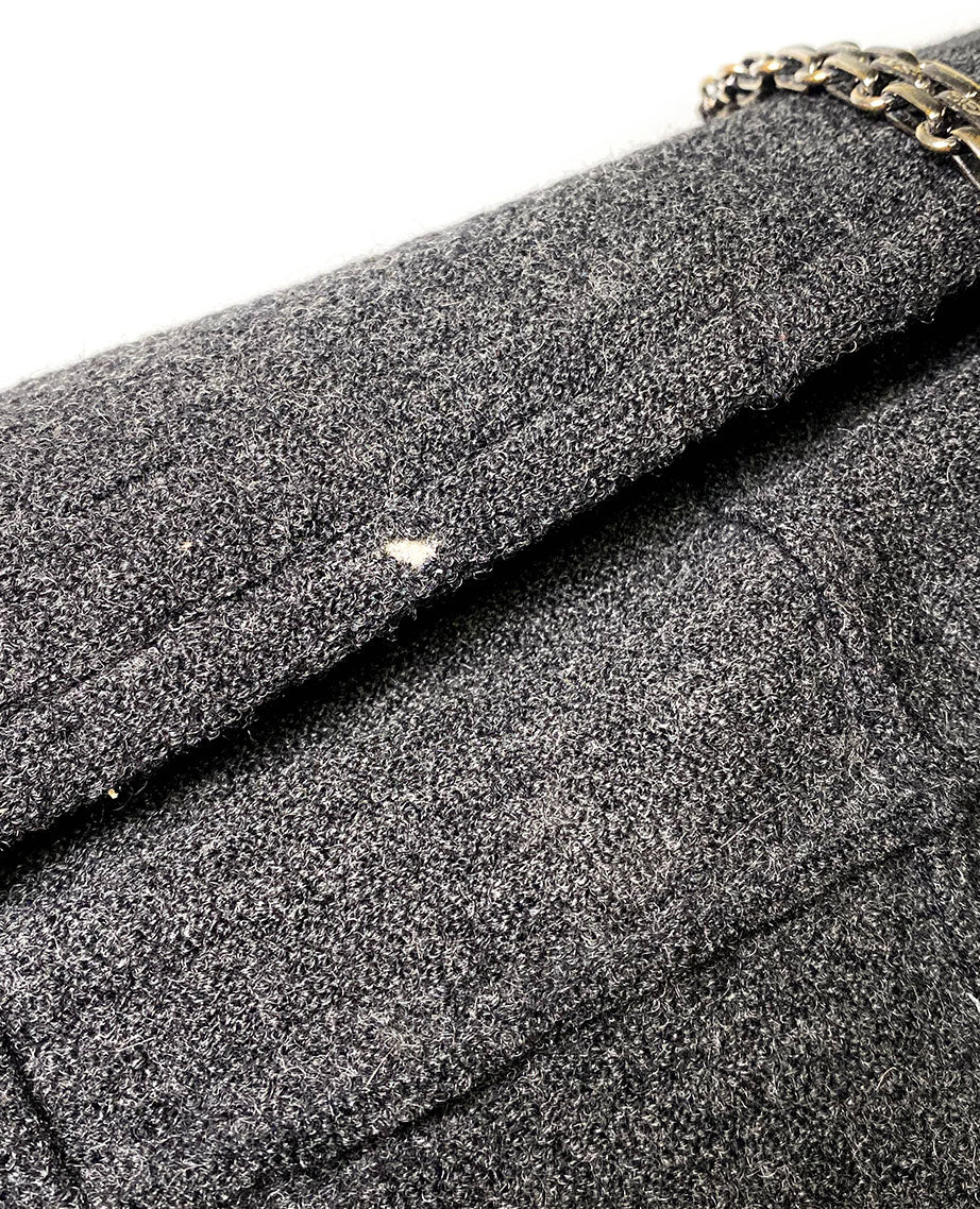 Chanel 2.55 Charcoal Grey Wool Jumbo Flap Bag - Image 9