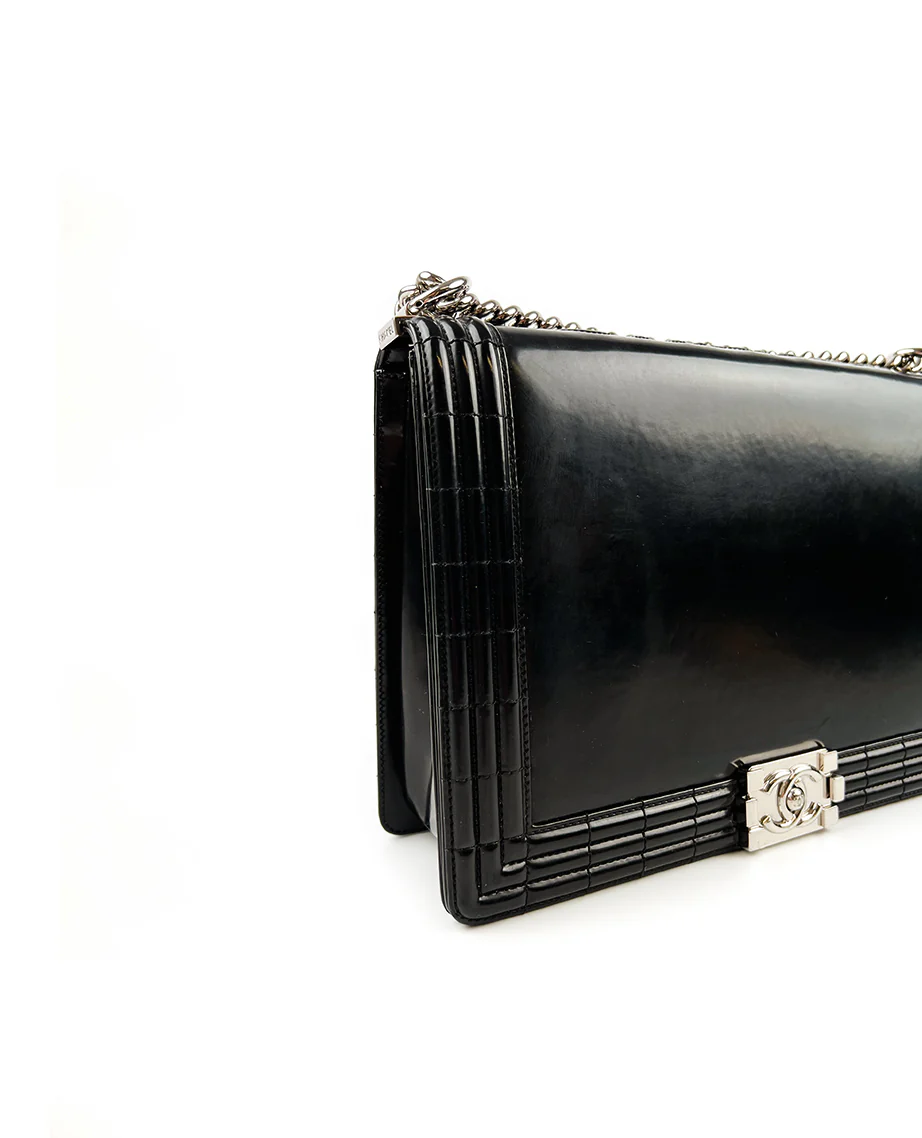 Chanel Black Box Leather Large Boy Bag SHW - Image 3