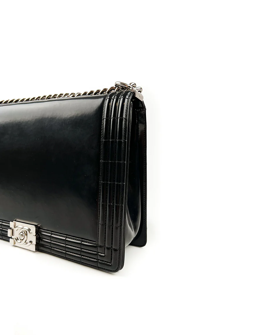 Chanel Black Box Leather Large Boy Bag SHW - Image 4