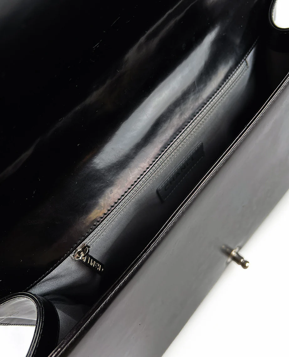 Chanel Black Box Leather Large Boy Bag SHW - Image 9