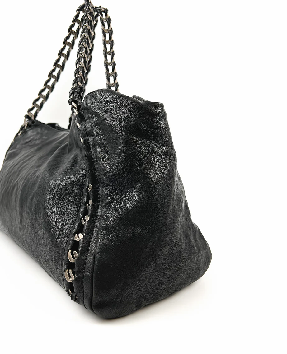 Chanel Black Calfskin Chain Tote Bag SHW - Image 4