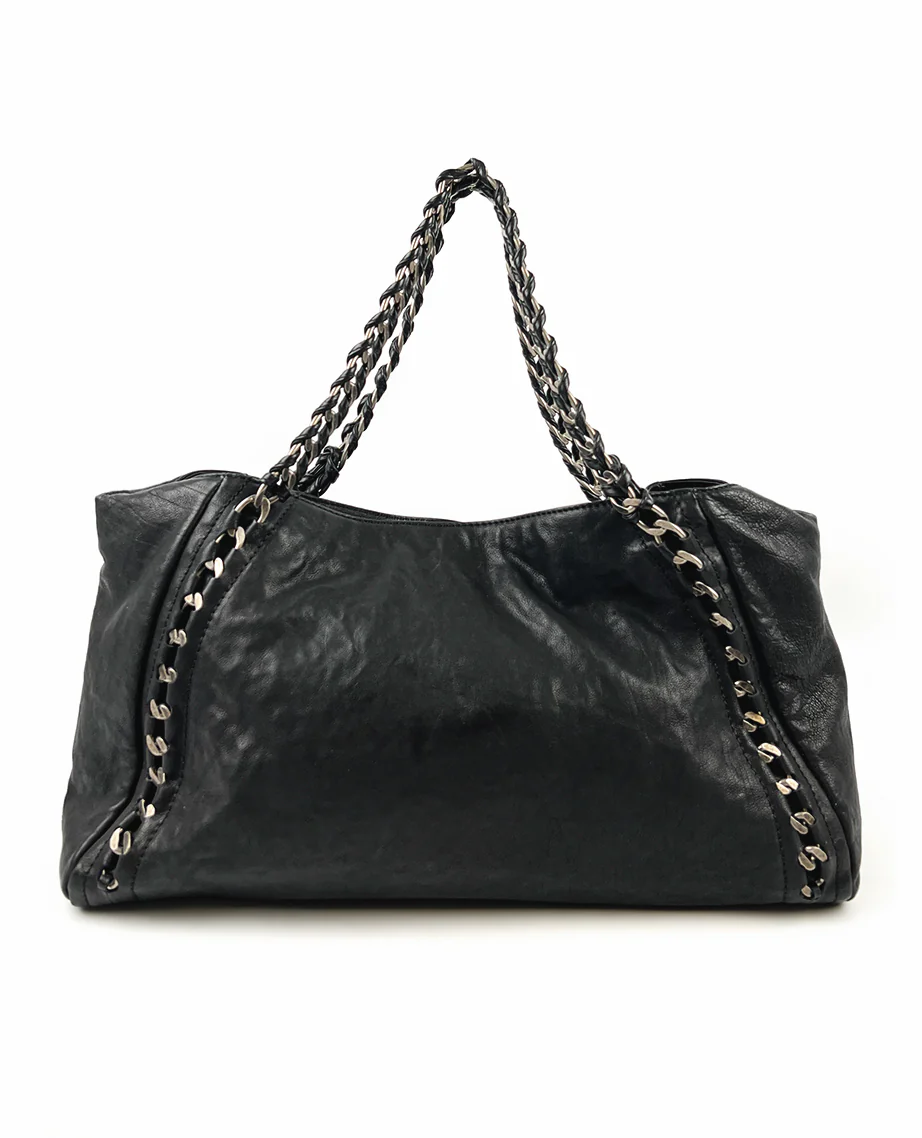 Chanel Black Calfskin Chain Tote Bag SHW - Image 5