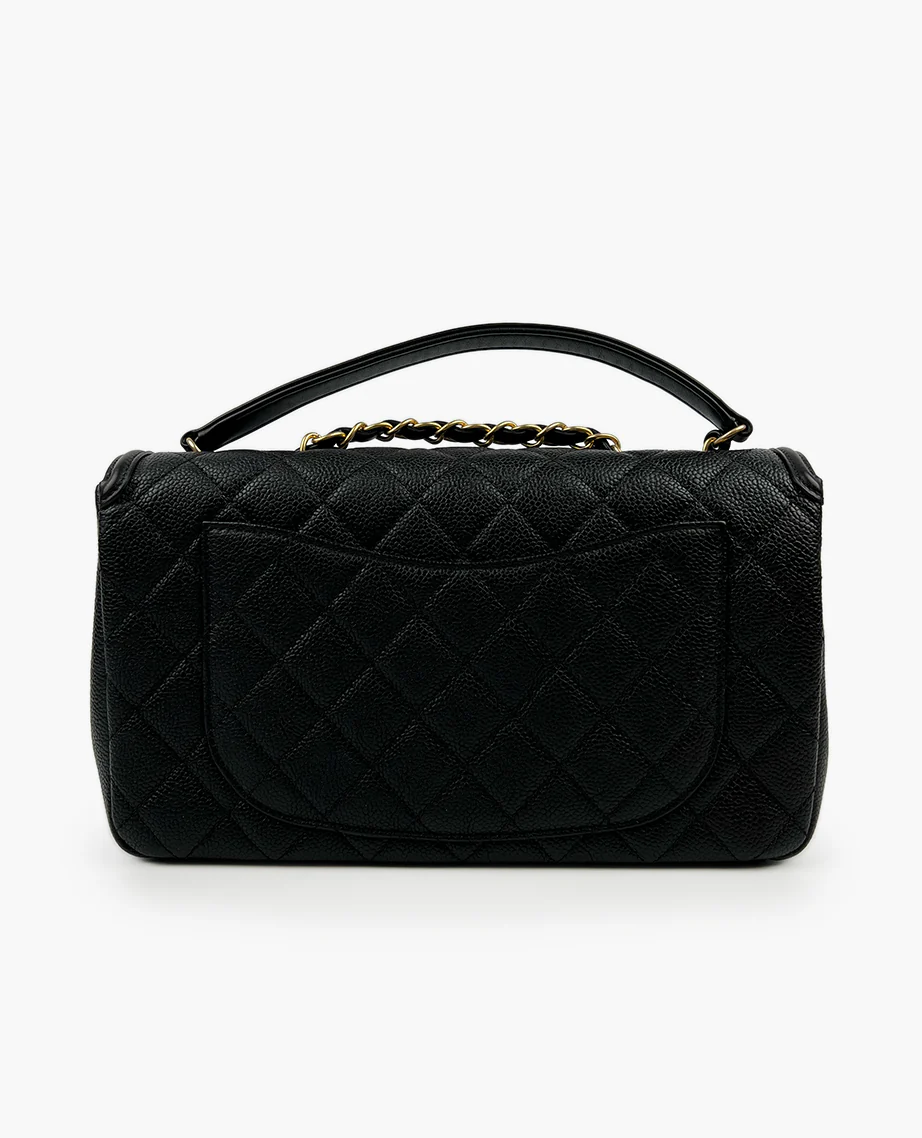 Chanel Black Quilted Caviar Leather Medium Filigree Flap Bag - Image 3