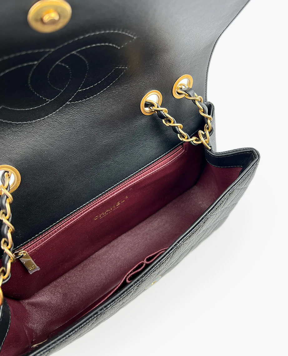 Chanel Black Quilted Caviar Leather Medium Filigree Flap Bag - Image 5