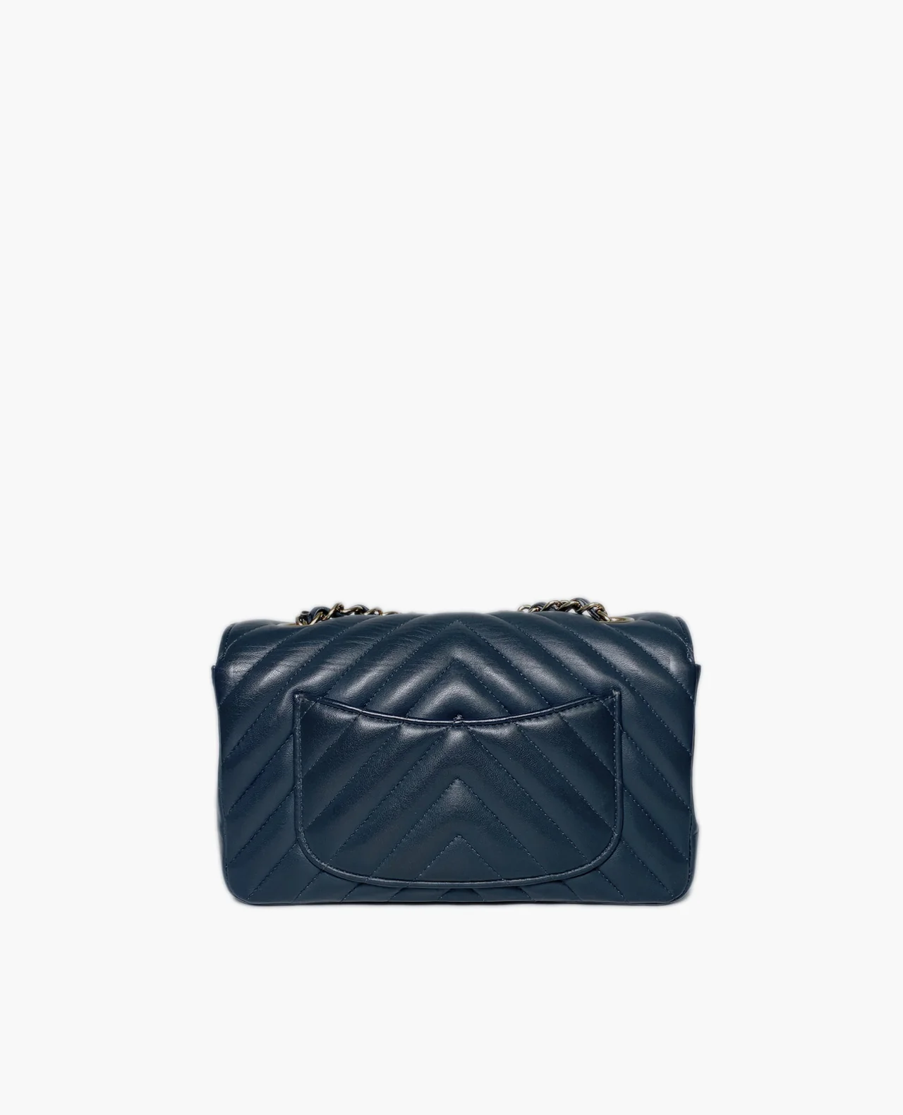 Chanel Chevron Mini Rectangular Navy Blue LGHW - Image 6