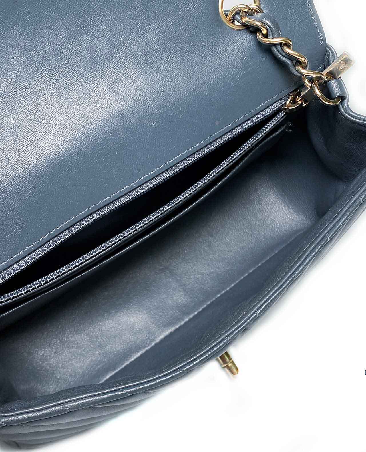 Chanel Chevron Mini Rectangular Navy Blue LGHW - Image 8