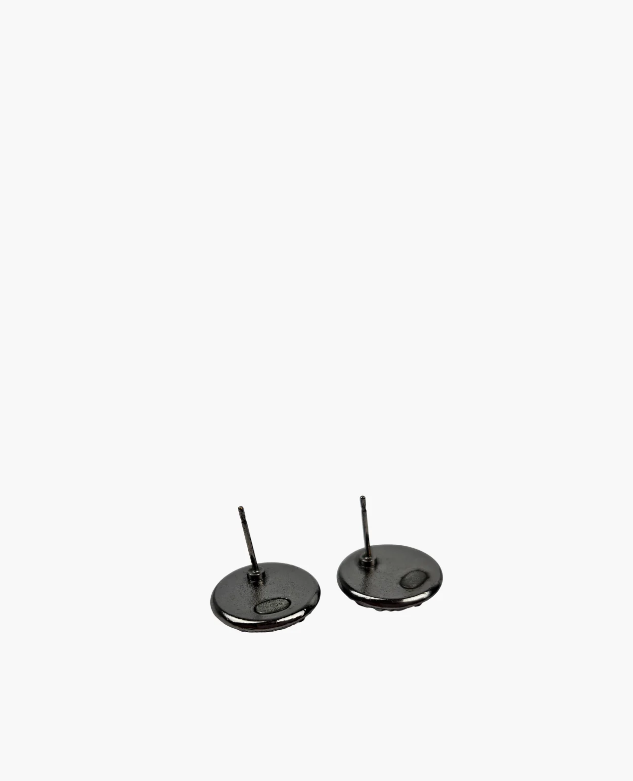 Chanel Earrings Coco Mark Mini Rhinestone Silver Round - Image 4