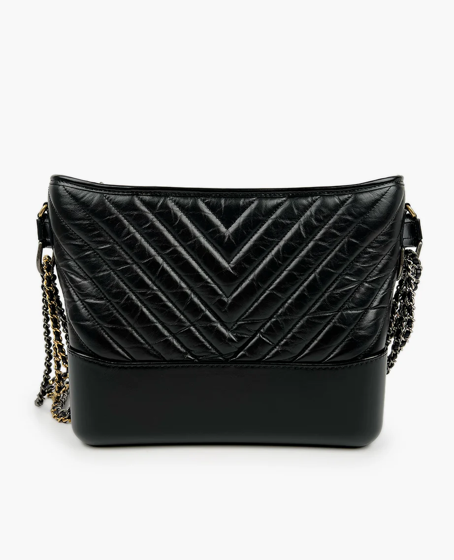 Chanel Gabrielle Medium Hobo Bag Black Chevron - Image 3