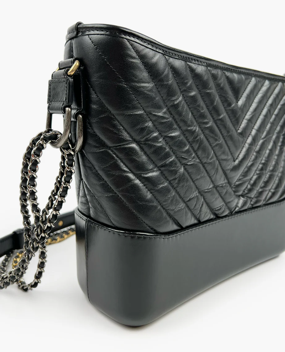 Chanel Gabrielle Medium Hobo Bag Black Chevron - Image 5