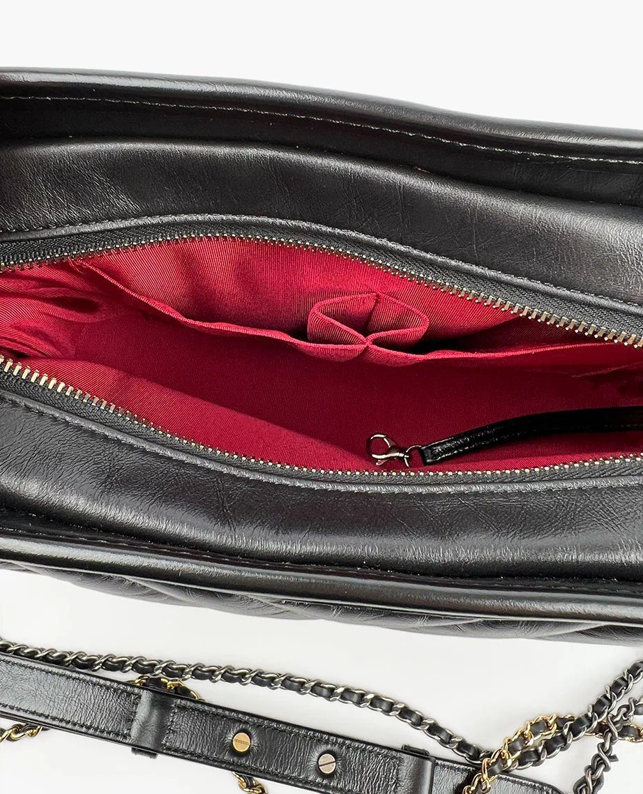 Chanel Gabrielle Medium Hobo Bag Black Chevron - Image 7