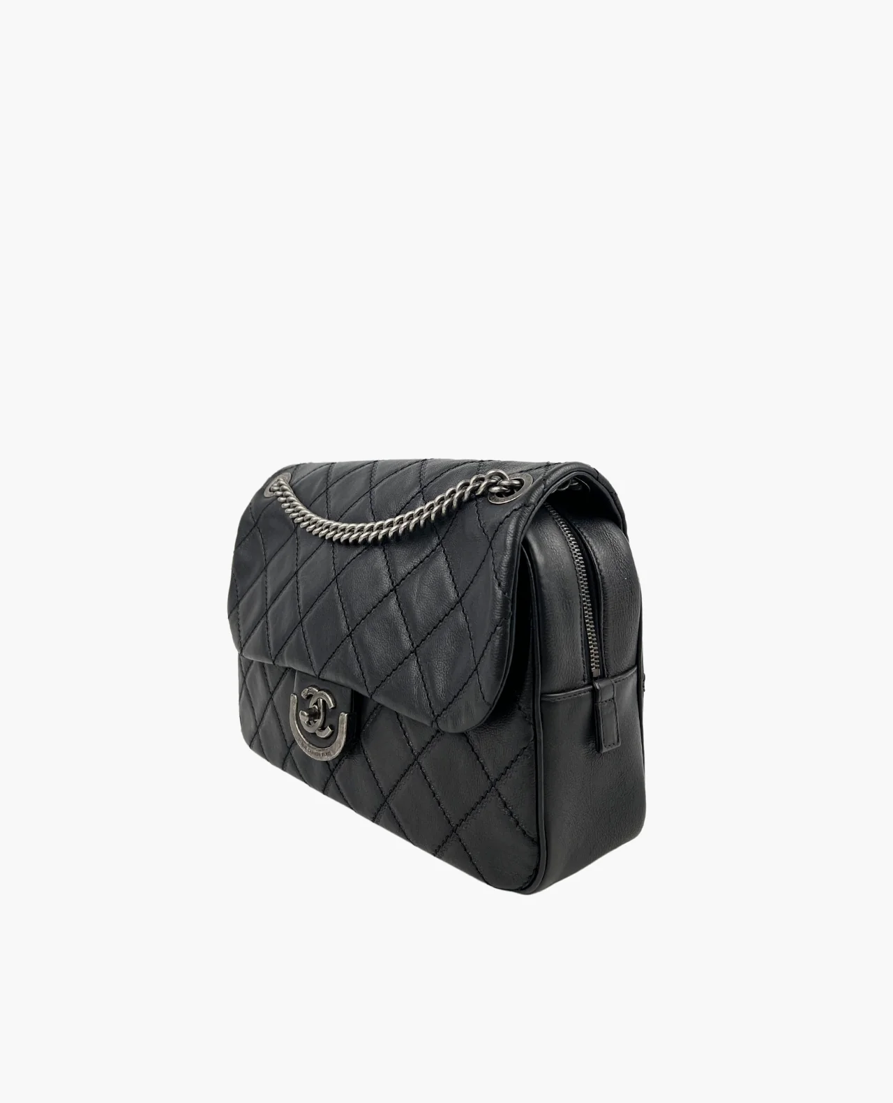 Chanel Quilted Calfskin Coco Sporran Jumbo Flap Bag Black - Image 7