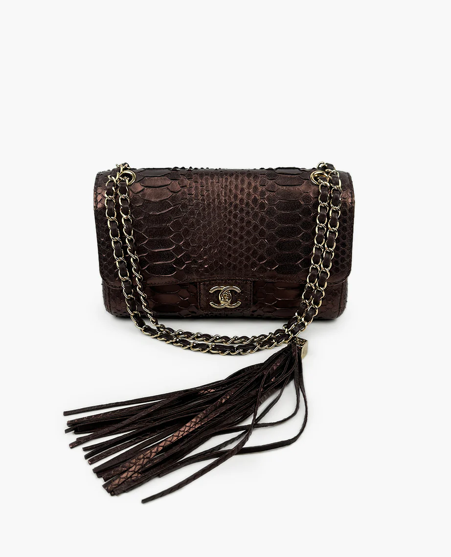Chanel Python Soho Tassel Medium Flap Dark Brown - Image 8