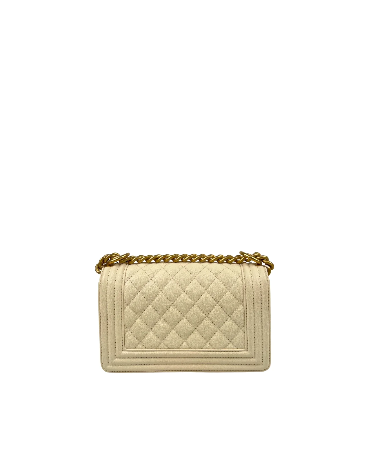 Chanel Small Boy Ivory Caviar GHW - Image 3