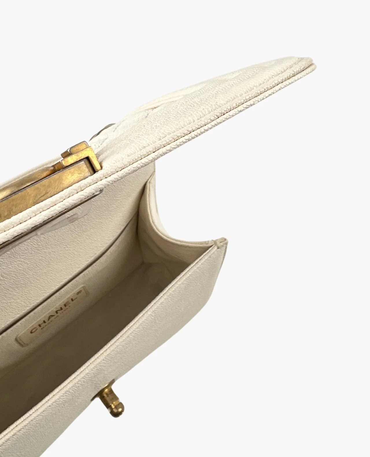 Chanel Small Boy Ivory Caviar GHW - Image 5