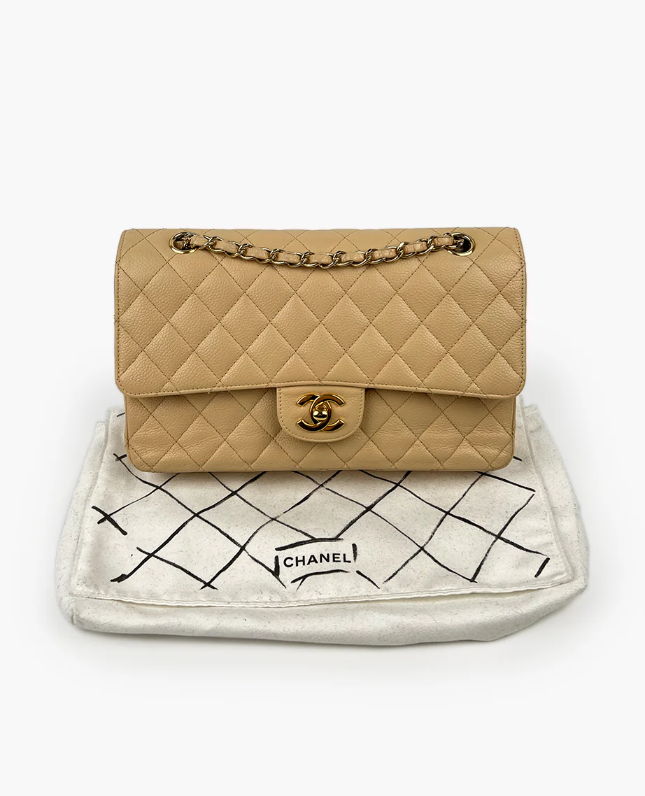 Chanel Timeless Medium Beige Caviar GHW - Image 8