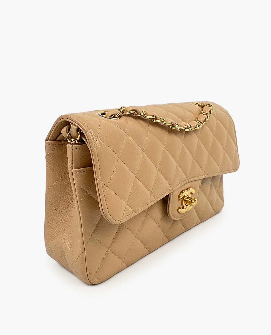 Chanel Timeless Small Beige Caviar GHW - Image 6