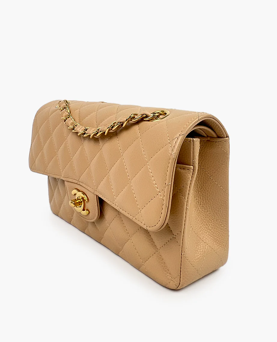 Chanel Timeless Small Beige Caviar GHW - Image 8