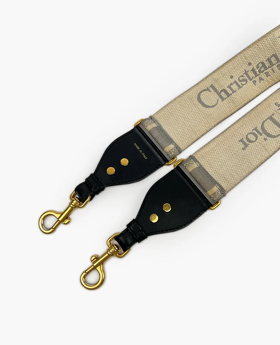 Dior Embellished Shoulder Strap Gray Oblique Embroidery - Image 4