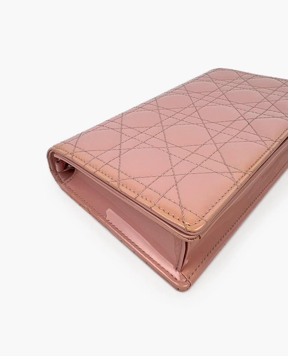 Dior Patent Cannage Lady Dior Convertible Clutch Light Pink - Image 3