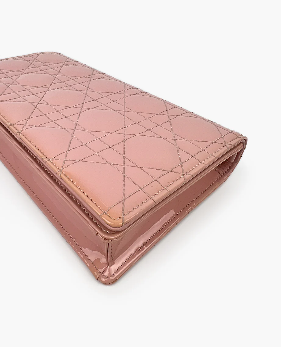 Dior Patent Cannage Lady Dior Convertible Clutch Light Pink - Image 4