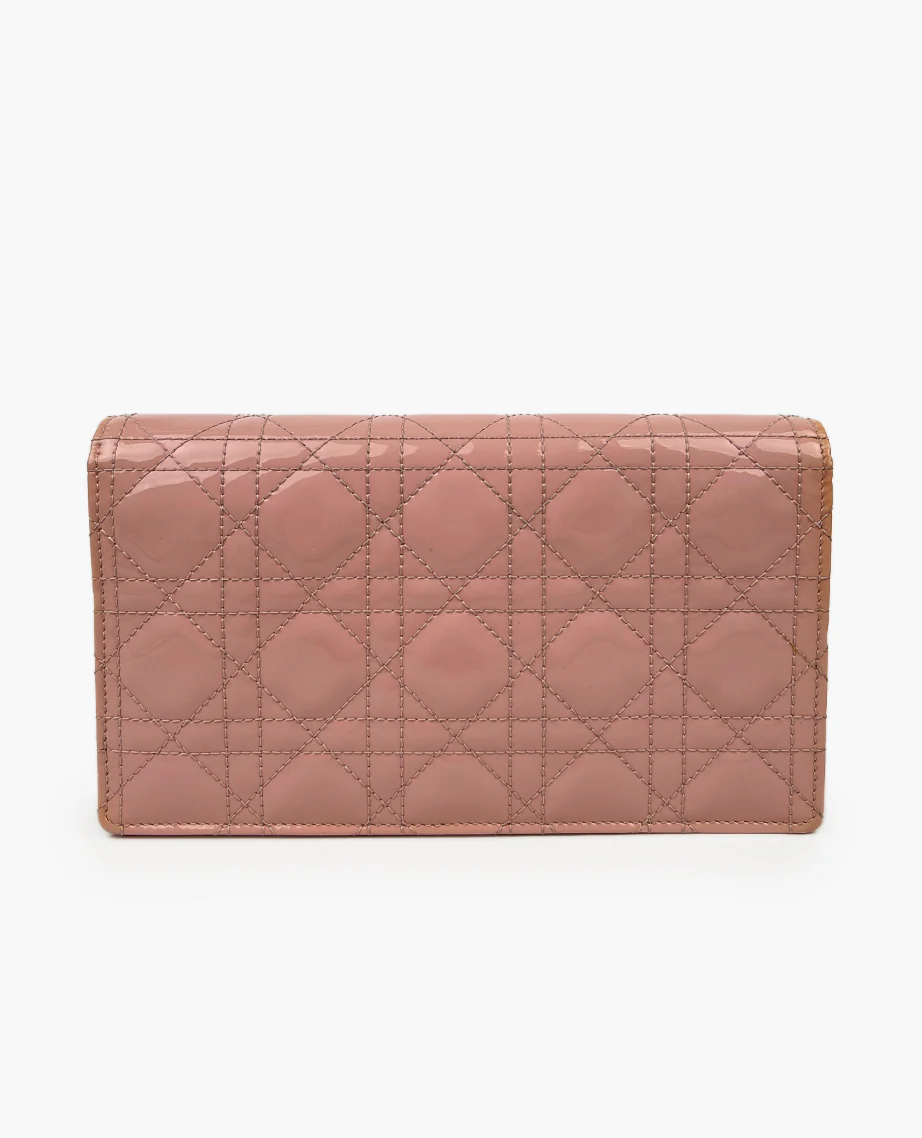Dior Patent Cannage Lady Dior Convertible Clutch Light Pink - Image 5