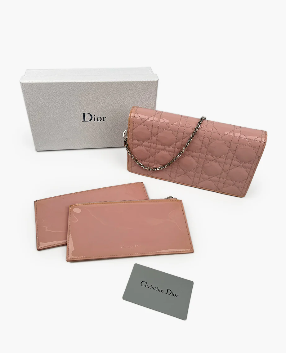 Dior Patent Cannage Lady Dior Convertible Clutch Light Pink - Image 8