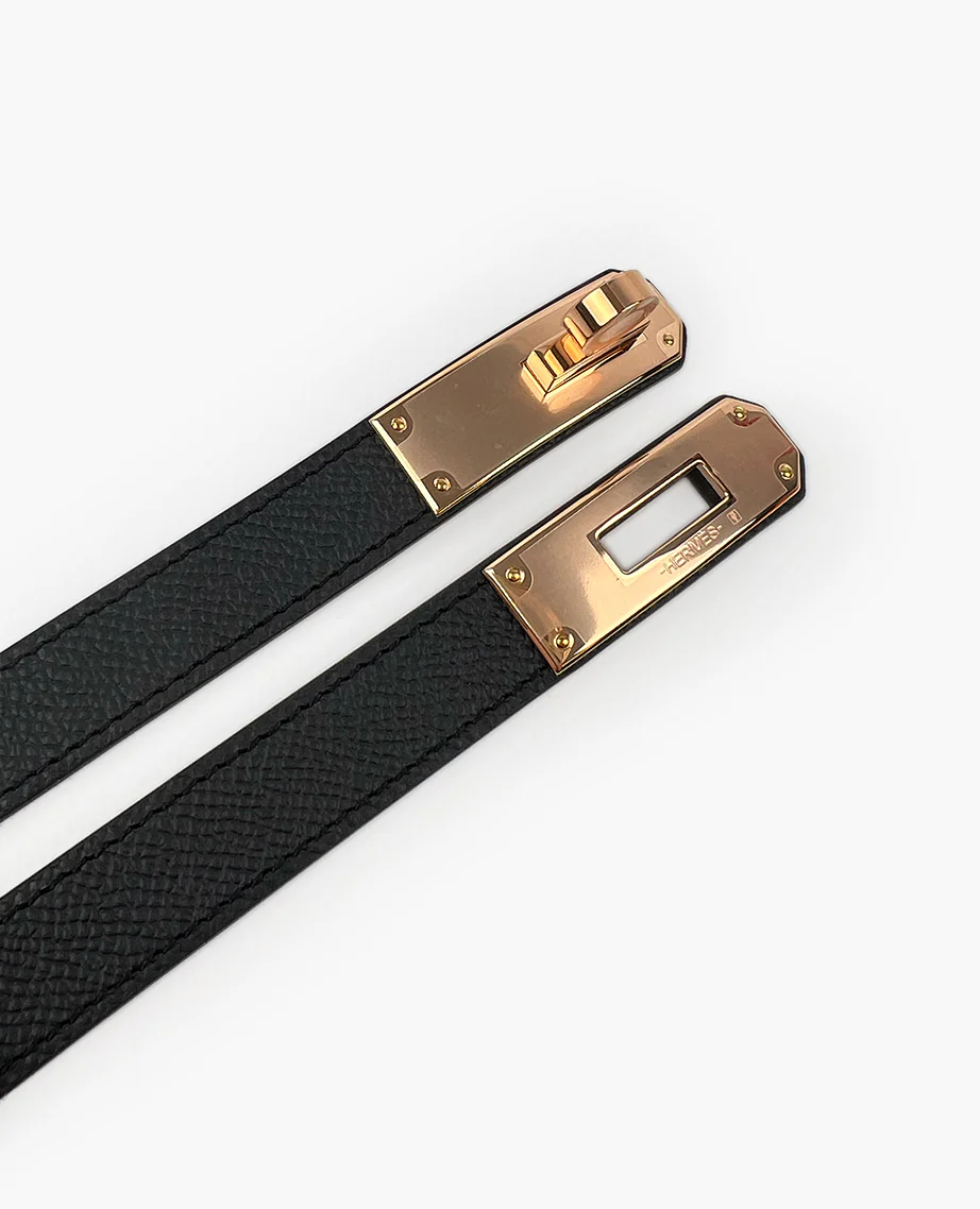 Hermès Kelly 18 Epsom Black/Rose Gold Belt - Image 3