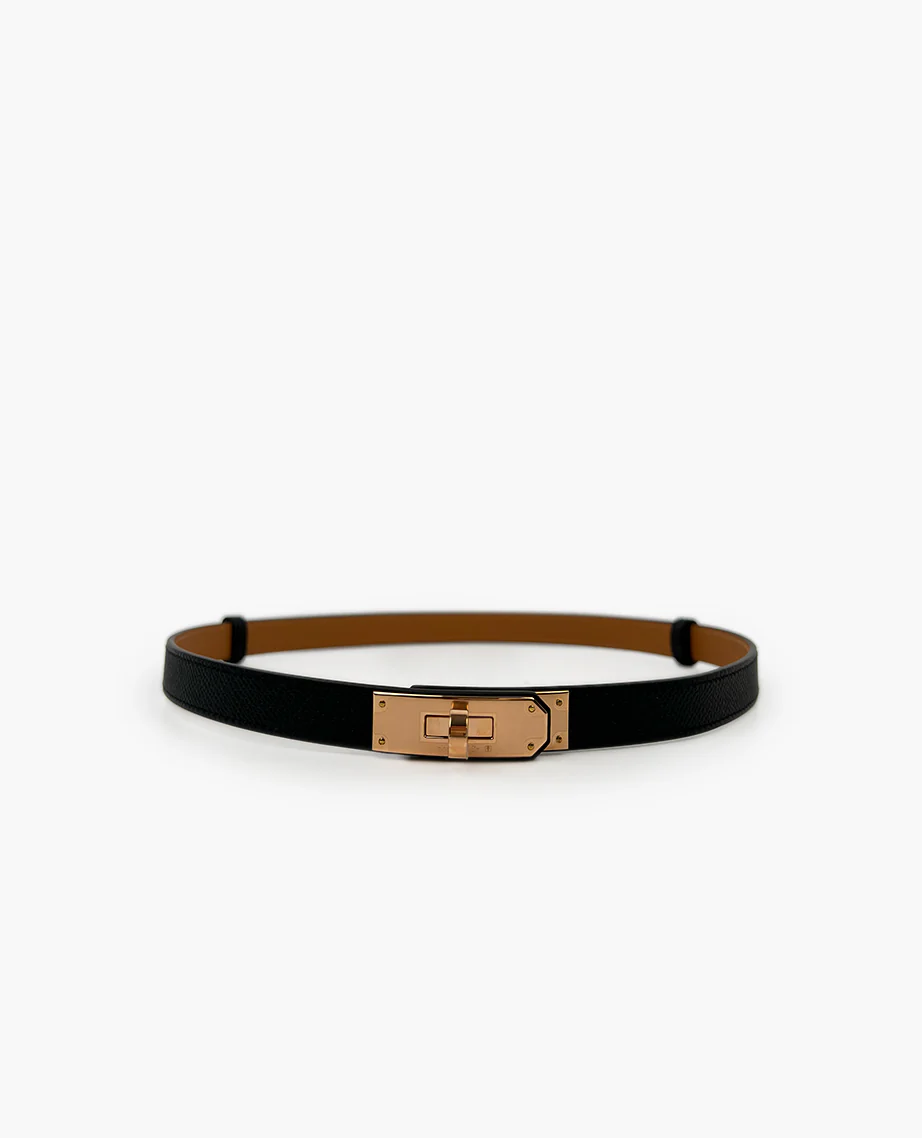 Hermès Kelly 18 Epsom Black/Rose Gold Belt - Image 5