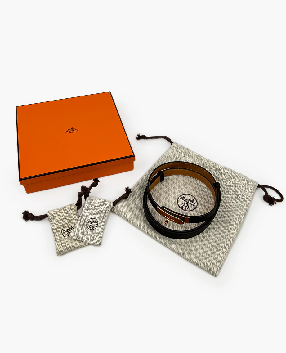 Hermès Kelly 18 Epsom Black/Rose Gold Belt - Image 7