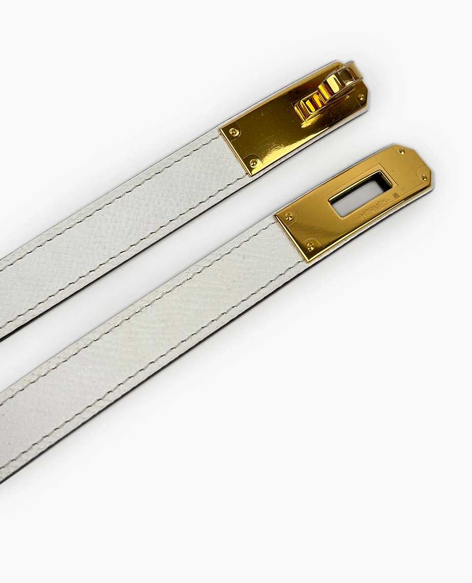 Hermès Kelly 18 Epsom White/Gold Belt - Image 3