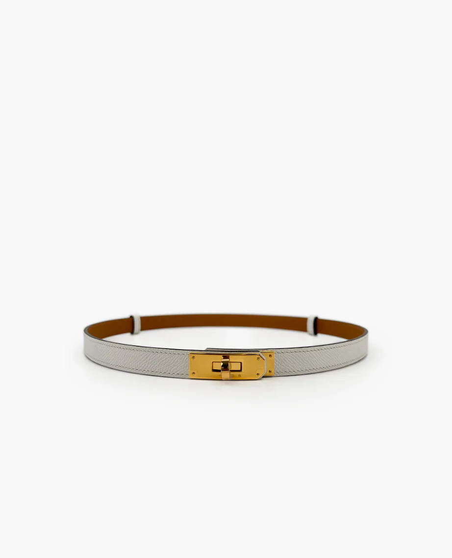 Hermès Kelly 18 Epsom White/Gold Belt - Image 5