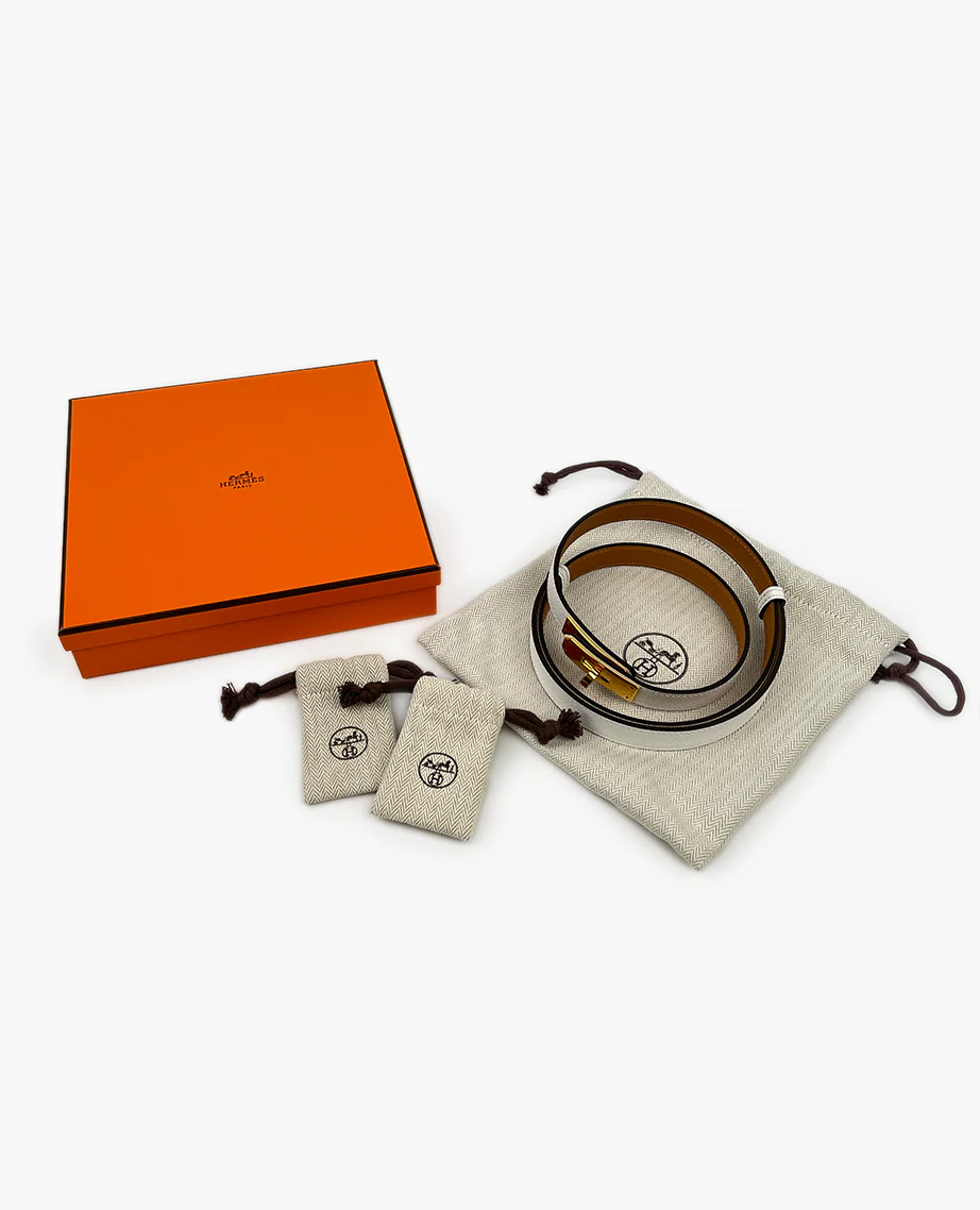 Hermès Kelly 18 Epsom White/Gold Belt - Image 7