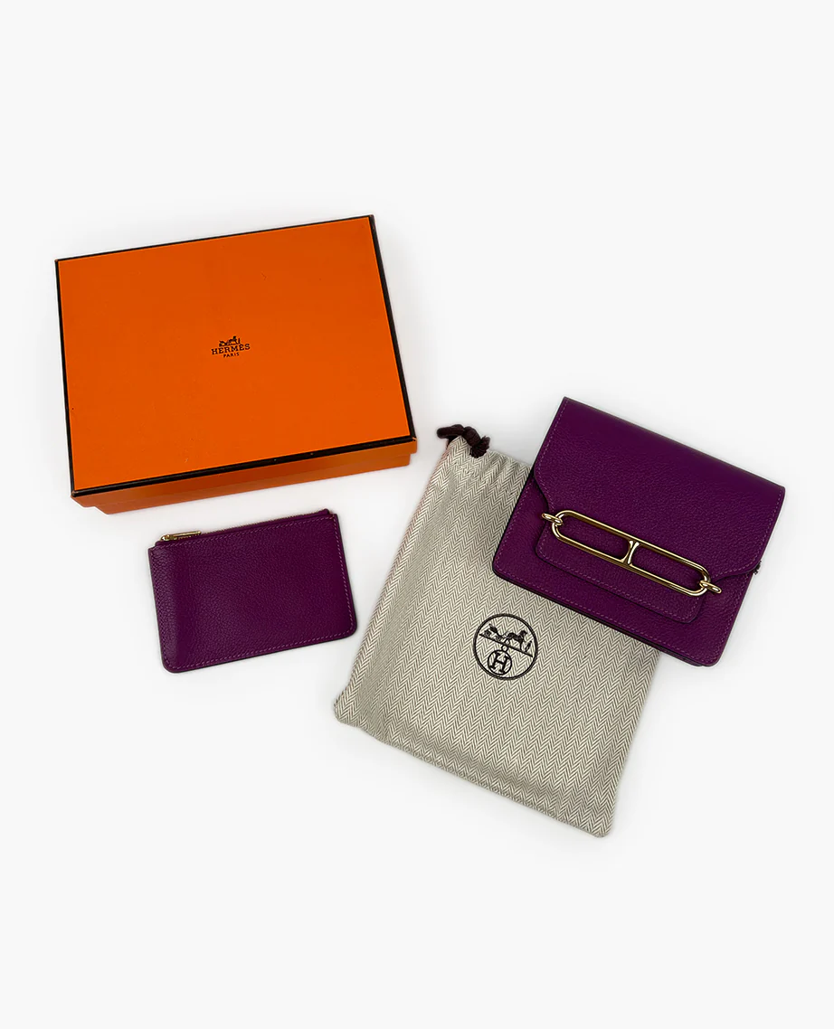 Hermès Roulis Slim Wallet Belt Bag Purple GHW - Image 8