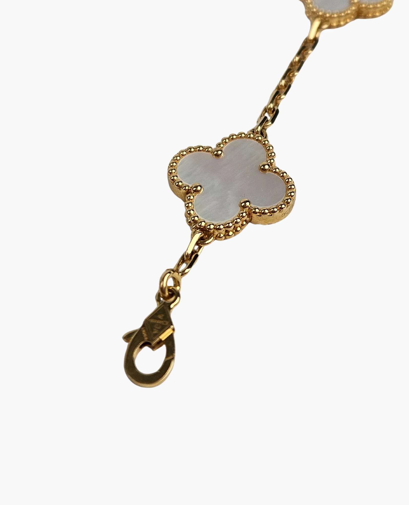 Van Cleef & Arpels Vintage Alhambra Mother-of-Pearl Bracelet 5 Motif Yellow Gold 18k - Image 3